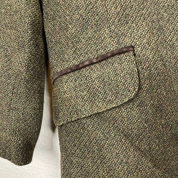 Vintage Mikko Jacket Tweed Velvet Trim Wool Green Women’s Size 42 - Picture 9 of 14